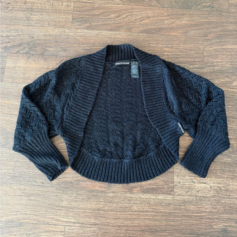 DKNY Jeans Black Knit Bolero Sweater with Sparkle Thread detail - XS - Pre-owned